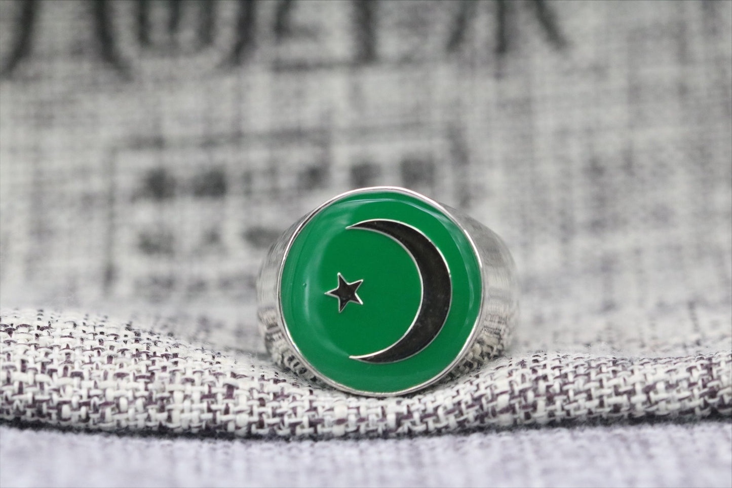 Islamic Crescent Moon and Star Ring (Muslim Ring) - True Believers Series - Rings For Champs, NFL rings, MLB rings, NBA rings, NHL rings, NCAA rings, Super bowl ring, Superbowl ring, Super bowl rings, Superbowl rings, Dallas Cowboys