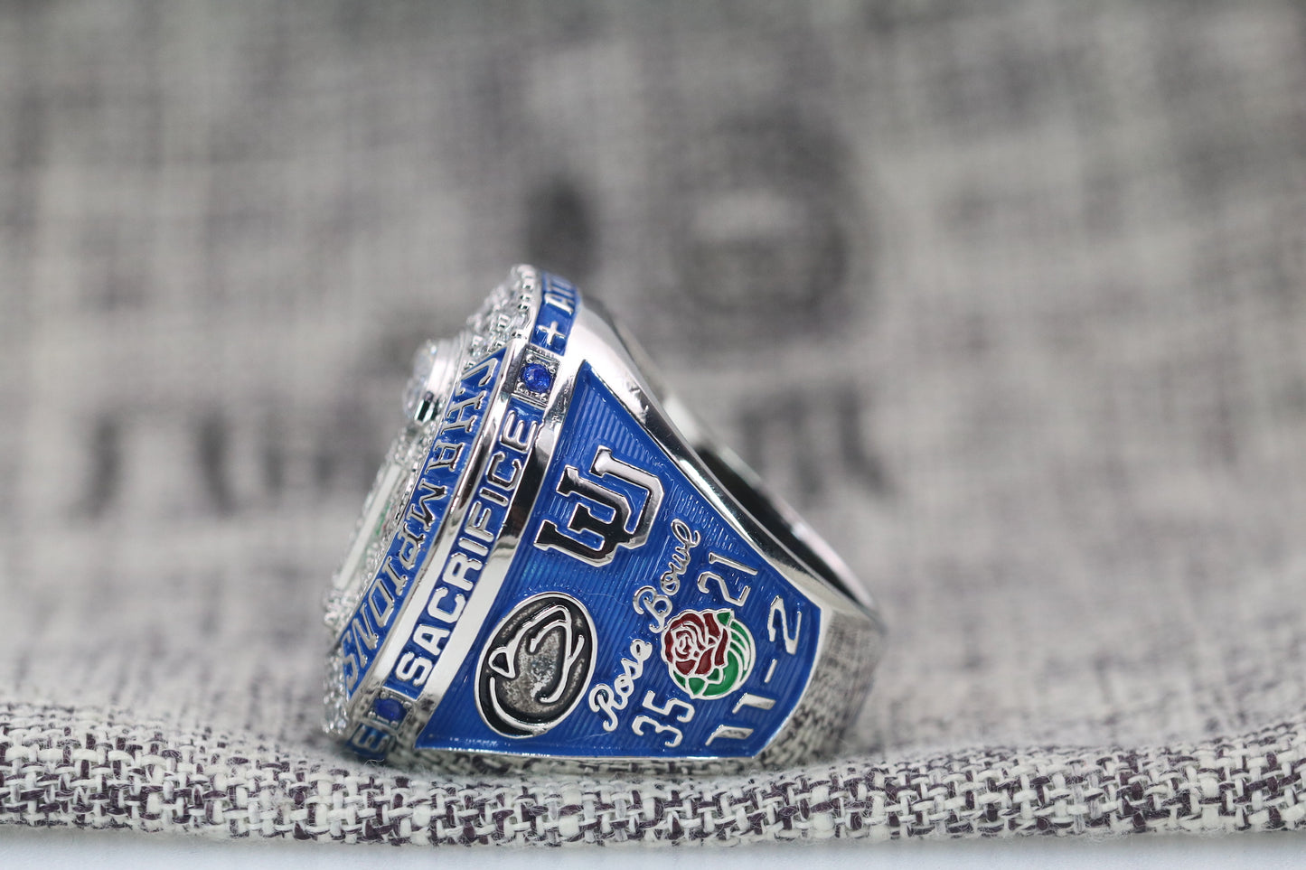 Penn State University (PSU) College Football Rose Bowl Championship Ring (2023) - Premium Series - Rings For Champs, NFL rings, MLB rings, NBA rings, NHL rings, NCAA rings, Super bowl ring, Superbowl ring, Super bowl rings, Superbowl rings, Dallas Cowboys