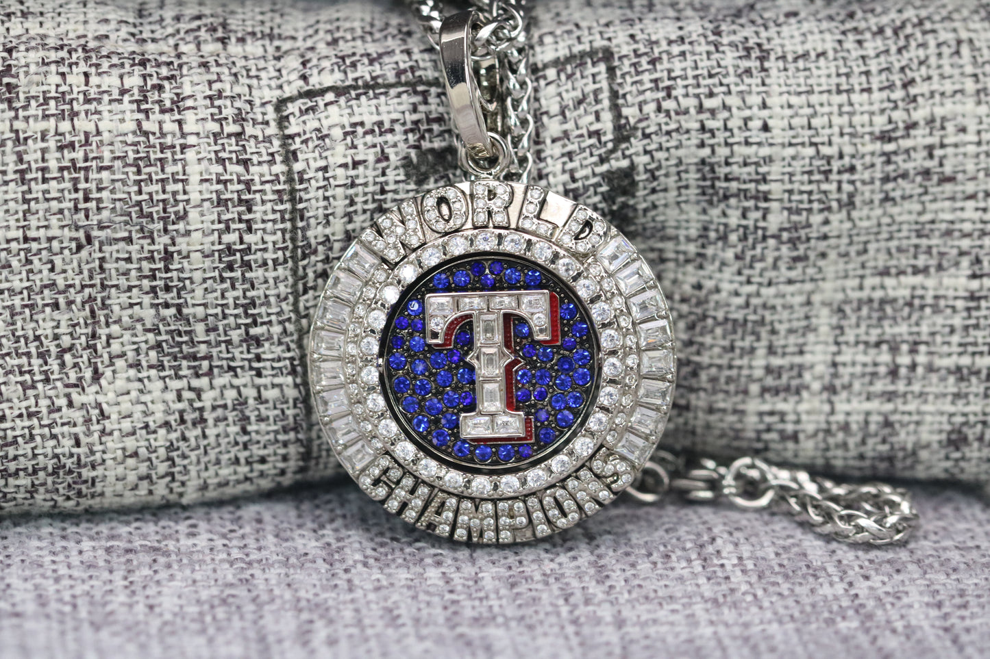 Texas Rangers World Series Pendant Necklace (2023) - Premium Series - Rings For Champs, NFL rings, MLB rings, NBA rings, NHL rings, NCAA rings, Super bowl ring, Superbowl ring, Super bowl rings, Superbowl rings, Dallas Cowboys