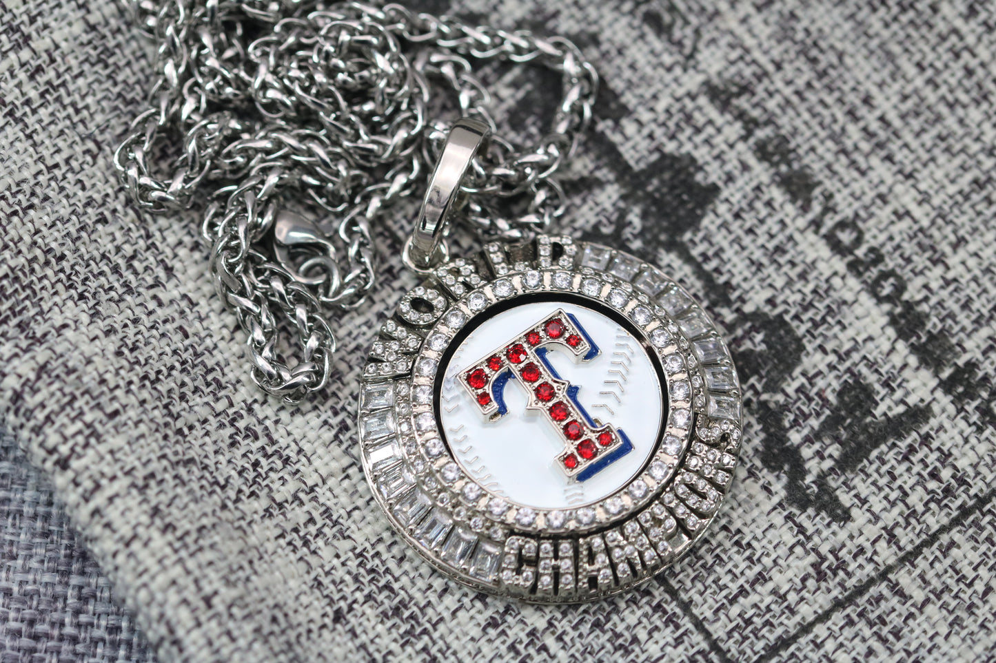 Texas Rangers World Series Pendant Necklace (2023) - Premium Series - Rings For Champs, NFL rings, MLB rings, NBA rings, NHL rings, NCAA rings, Super bowl ring, Superbowl ring, Super bowl rings, Superbowl rings, Dallas Cowboys