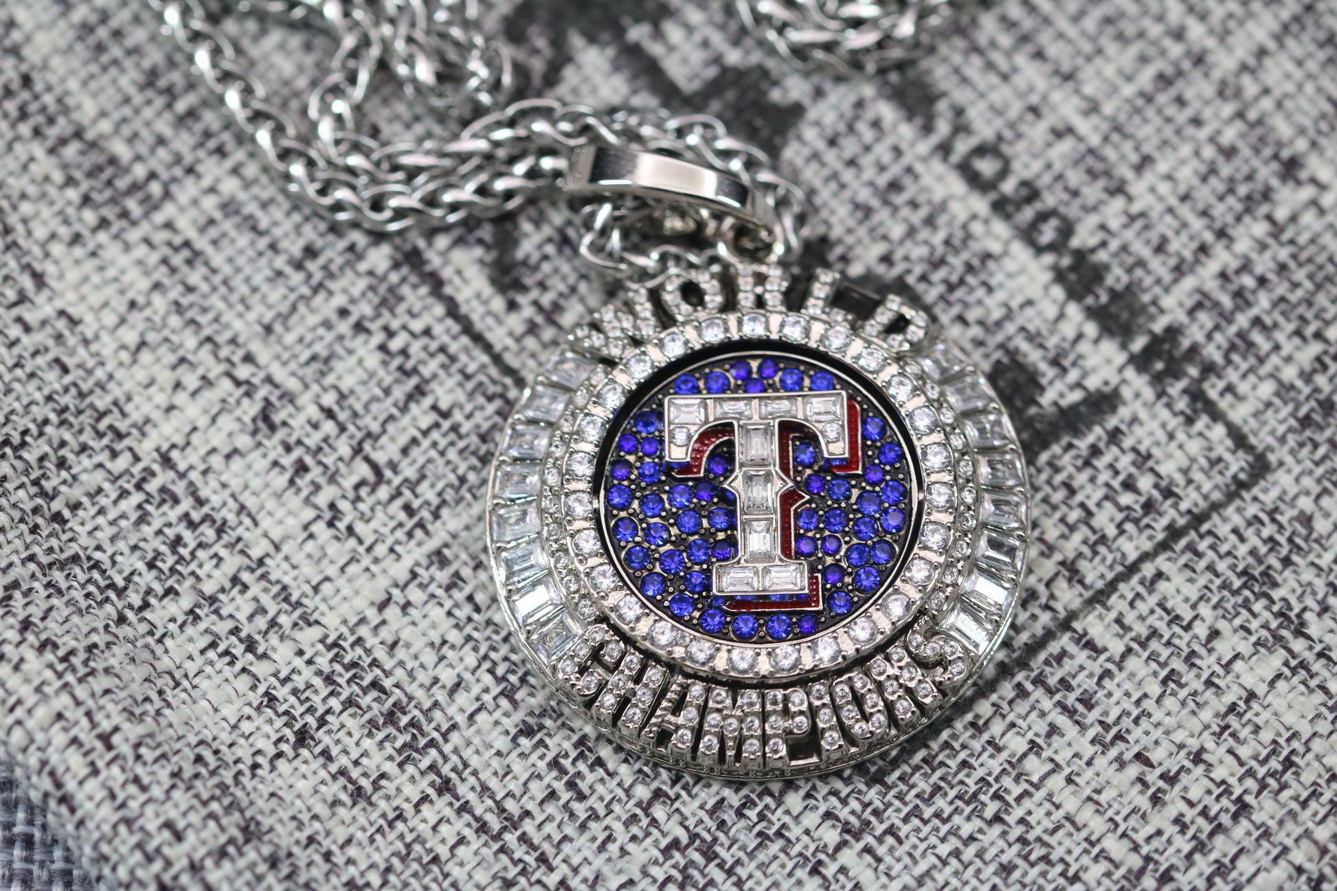 Texas Rangers World Series Pendant Necklace (2023) - Premium Series - Rings For Champs, NFL rings, MLB rings, NBA rings, NHL rings, NCAA rings, Super bowl ring, Superbowl ring, Super bowl rings, Superbowl rings, Dallas Cowboys