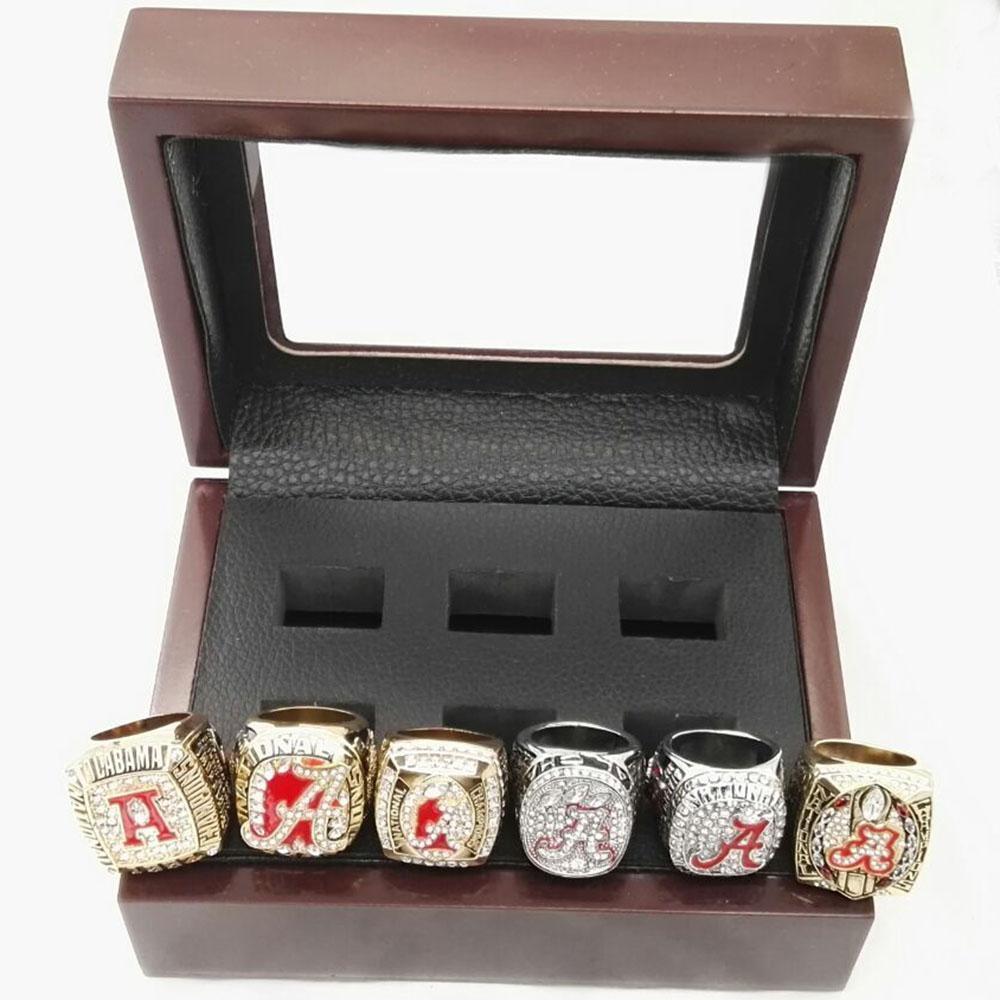 Alabama Crimson Tide College Football Championship 6 Ring Set (1992, 2009, 2011, 2012, 2015, 2015) - Rings For Champs, NFL rings, MLB rings, NBA rings, NHL rings, NCAA rings, Super bowl ring, Superbowl ring, Super bowl rings, Superbowl rings, Dallas Cowboys