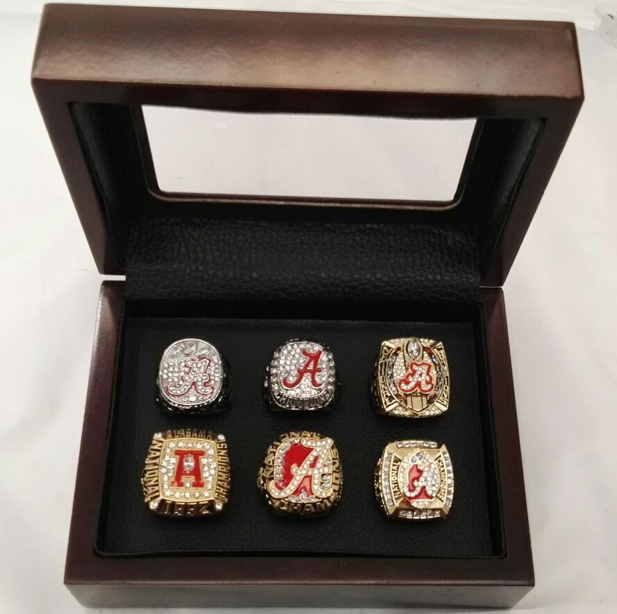 Alabama Crimson Tide College Football Championship 6 Ring Set (1992, 2009, 2011, 2012, 2015, 2015) - Rings For Champs, NFL rings, MLB rings, NBA rings, NHL rings, NCAA rings, Super bowl ring, Superbowl ring, Super bowl rings, Superbowl rings, Dallas Cowboys