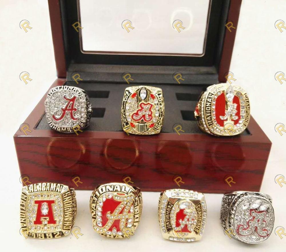 Alabama Crimson Tide College Football National Championship 7 Ring Set (1992, 2009, 2011, 2012, 2015, 2015) - Rings For Champs, NFL rings, MLB rings, NBA rings, NHL rings, NCAA rings, Super bowl ring, Superbowl ring, Super bowl rings, Superbowl rings, Dallas Cowboys