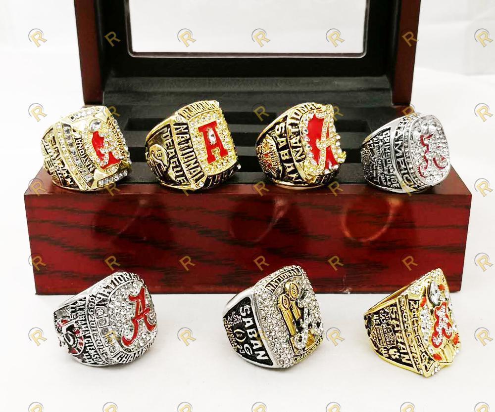 Alabama Crimson Tide College Football 6 Ring Set (1992, 2009, 2011, 2012, 2015, 2017) - Rings For Champs, NFL rings, MLB rings, NBA rings, NHL rings, NCAA rings, Super bowl ring, Superbowl ring, Super bowl rings, Superbowl rings, Dallas Cowboys