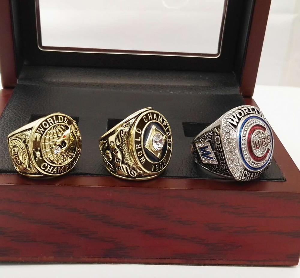 Chicago Cubs World Series 3 Ring Set (1907, 1908, 2016) - Rings For Champs, NFL rings, MLB rings, NBA rings, NHL rings, NCAA rings, Super bowl ring, Superbowl ring, Super bowl rings, Superbowl rings, Dallas Cowboys