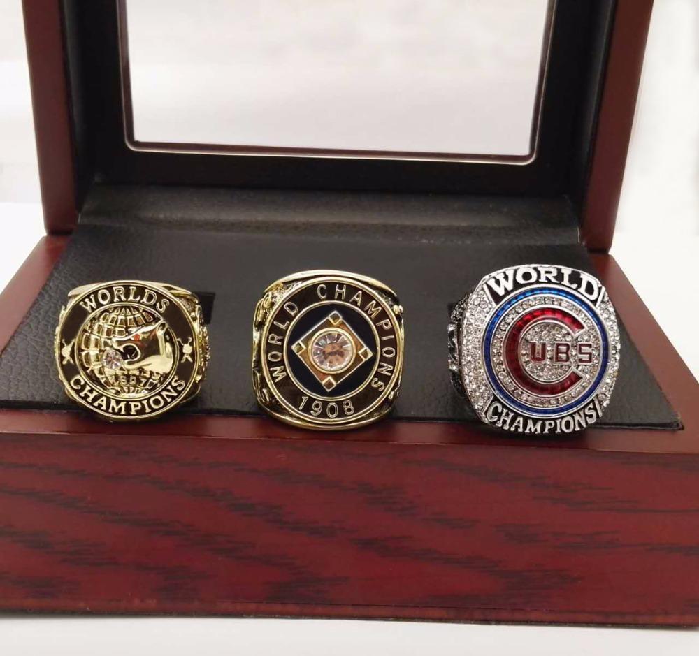 Chicago Cubs World Series 3 Ring Set (1907, 1908, 2016) - Rings For Champs, NFL rings, MLB rings, NBA rings, NHL rings, NCAA rings, Super bowl ring, Superbowl ring, Super bowl rings, Superbowl rings, Dallas Cowboys