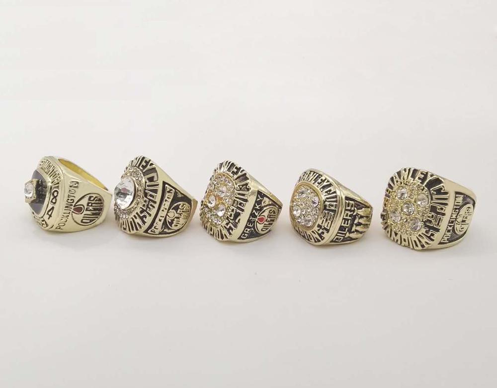 Edmonton Oilers Stanley Cup 5 Ring Set (1984, 1985, 1987, 1988, 1990) - Rings For Champs, NFL rings, MLB rings, NBA rings, NHL rings, NCAA rings, Super bowl ring, Superbowl ring, Super bowl rings, Superbowl rings, Dallas Cowboys