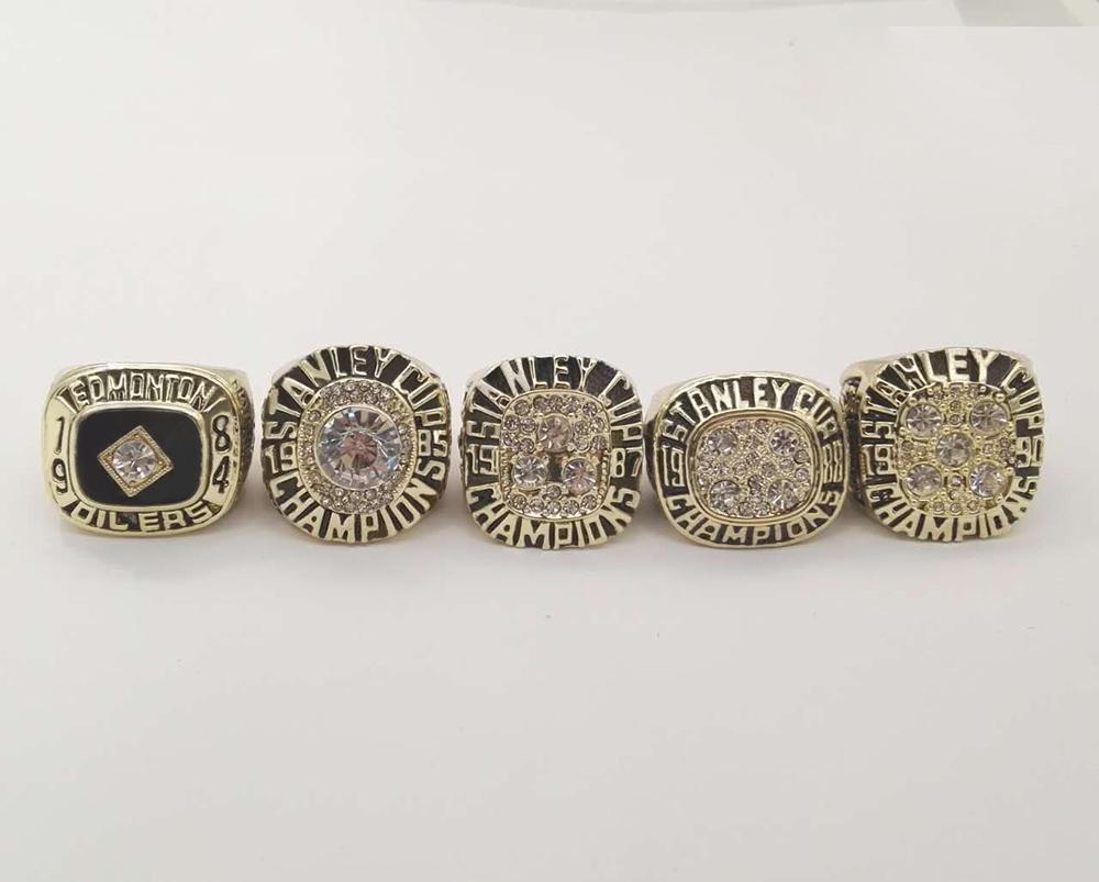 Edmonton Oilers Stanley Cup 5 Ring Set (1984, 1985, 1987, 1988, 1990) - Rings For Champs, NFL rings, MLB rings, NBA rings, NHL rings, NCAA rings, Super bowl ring, Superbowl ring, Super bowl rings, Superbowl rings, Dallas Cowboys