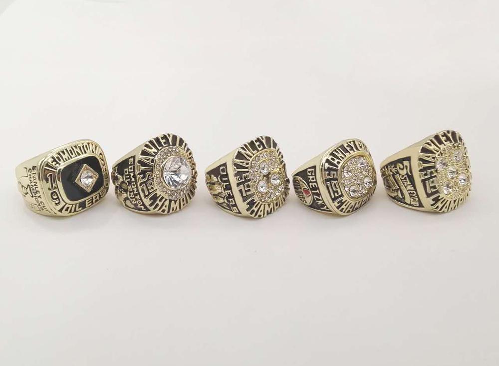 Edmonton Oilers Stanley Cup 5 Ring Set (1984, 1985, 1987, 1988, 1990) - Rings For Champs, NFL rings, MLB rings, NBA rings, NHL rings, NCAA rings, Super bowl ring, Superbowl ring, Super bowl rings, Superbowl rings, Dallas Cowboys