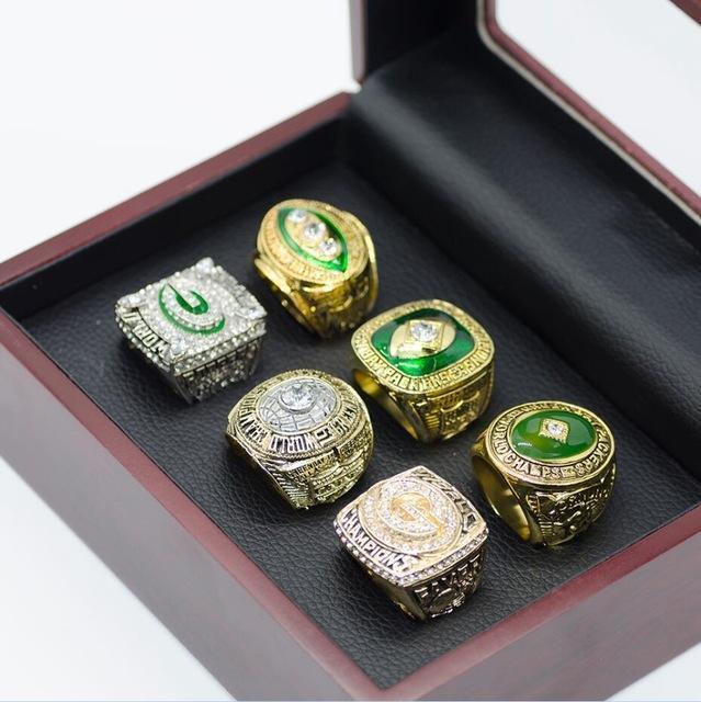 Green Bay Packers Super Bowl 6 Ring Set (1961, 1965, 1966, 1967, 1996, 2010) - Rings For Champs, NFL rings, MLB rings, NBA rings, NHL rings, NCAA rings, Super bowl ring, Superbowl ring, Super bowl rings, Superbowl rings, Dallas Cowboys