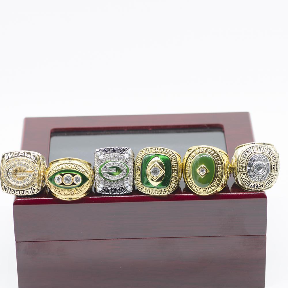 Green Bay Packers Super Bowl 6 Ring Set (1961, 1965, 1966, 1967, 1996, 2010) - Rings For Champs, NFL rings, MLB rings, NBA rings, NHL rings, NCAA rings, Super bowl ring, Superbowl ring, Super bowl rings, Superbowl rings, Dallas Cowboys