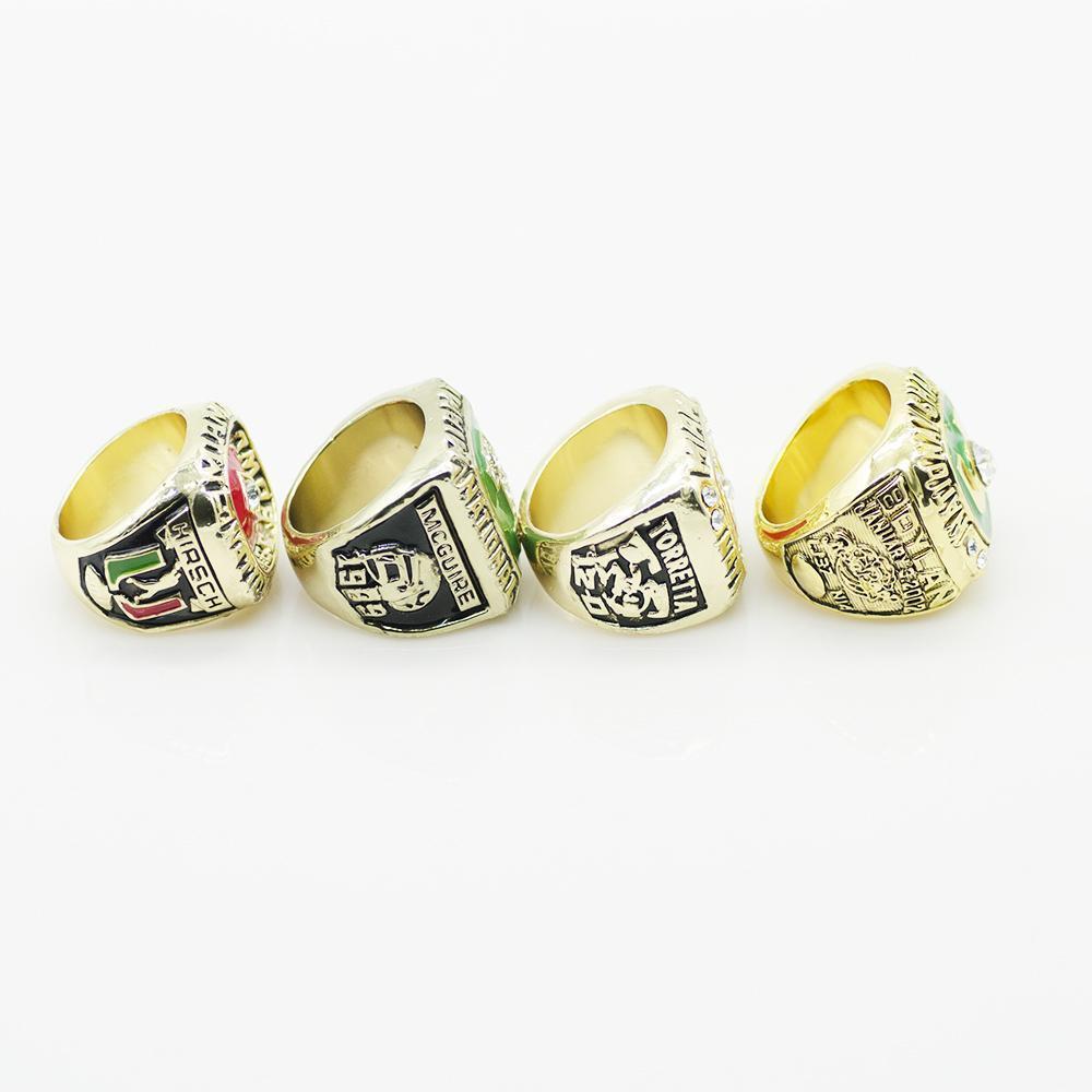 Miami (Fla.) Hurricanes College Football National Championship 4 Ring Set (1983, 1989, 1991, 2001) - Rings For Champs, NFL rings, MLB rings, NBA rings, NHL rings, NCAA rings, Super bowl ring, Superbowl ring, Super bowl rings, Superbowl rings, Dallas Cowboys