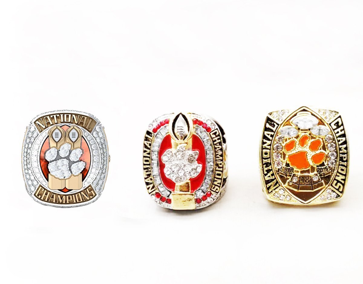 Clemson Tigers College National Championship 3 Ring Set (1981, 2016, 2018) - Rings For Champs, NFL rings, MLB rings, NBA rings, NHL rings, NCAA rings, Super bowl ring, Superbowl ring, Super bowl rings, Superbowl rings, Dallas Cowboys