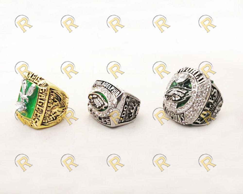 Philadelphia Eagles Super Bowl 3 Ring Set (1980, 2004, 2018) - Rings For Champs, NFL rings, MLB rings, NBA rings, NHL rings, NCAA rings, Super bowl ring, Superbowl ring, Super bowl rings, Superbowl rings, Dallas Cowboys