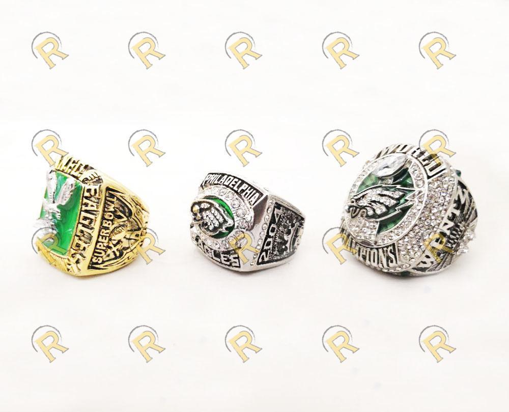 Philadelphia Eagles Super Bowl 3 Ring Set (1980, 2004, 2018) - Rings For Champs, NFL rings, MLB rings, NBA rings, NHL rings, NCAA rings, Super bowl ring, Superbowl ring, Super bowl rings, Superbowl rings, Dallas Cowboys