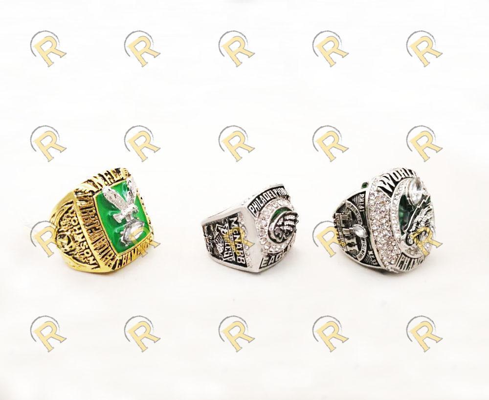 Philadelphia Eagles Super Bowl 3 Ring Set (1980, 2004, 2018) - Rings For Champs, NFL rings, MLB rings, NBA rings, NHL rings, NCAA rings, Super bowl ring, Superbowl ring, Super bowl rings, Superbowl rings, Dallas Cowboys