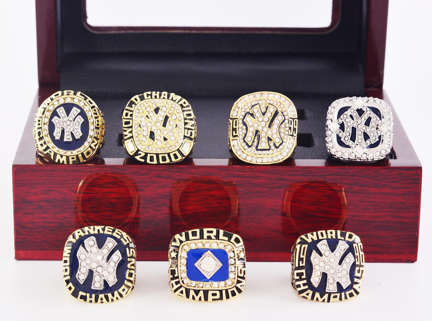 New York Yankees World Series 7 Ring Set (1977, 1978, 1996, 1998, 1999, 2000, 2009) - Rings For Champs, NFL rings, MLB rings, NBA rings, NHL rings, NCAA rings, Super bowl ring, Superbowl ring, Super bowl rings, Superbowl rings, Dallas Cowboys