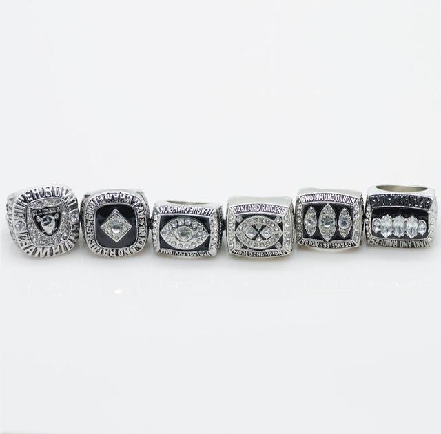 Oakland Raiders Super Bowl 6 Ring Set (1967, 1976, 1980, 1983, 2002, MVP) - Rings For Champs, NFL rings, MLB rings, NBA rings, NHL rings, NCAA rings, Super bowl ring, Superbowl ring, Super bowl rings, Superbowl rings, Dallas Cowboys