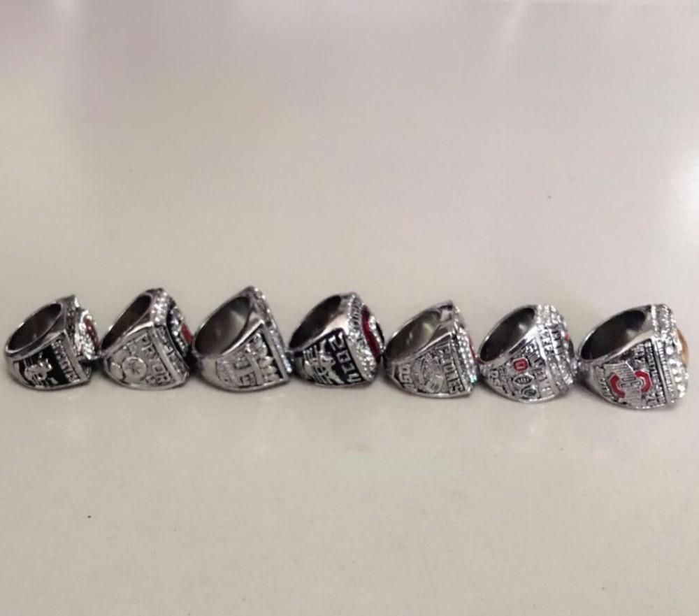 Ohio State Buckeyes College Football National Championship 7 Ring Set (2002, 2008, 2010, 2014, 2014, 2014, 2015) - Rings For Champs, NFL rings, MLB rings, NBA rings, NHL rings, NCAA rings, Super bowl ring, Superbowl ring, Super bowl rings, Superbowl rings, Dallas Cowboys