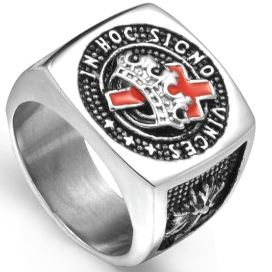 Masonic Red Cross Crown Templar Knight Ring - Rings For Champs, NFL rings, MLB rings, NBA rings, NHL rings, NCAA rings, Super bowl ring, Superbowl ring, Super bowl rings, Superbowl rings, Dallas Cowboys