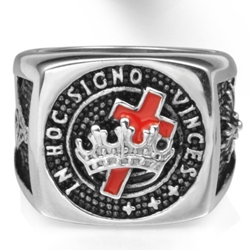 Masonic Red Cross Crown Templar Knight Ring - Rings For Champs, NFL rings, MLB rings, NBA rings, NHL rings, NCAA rings, Super bowl ring, Superbowl ring, Super bowl rings, Superbowl rings, Dallas Cowboys