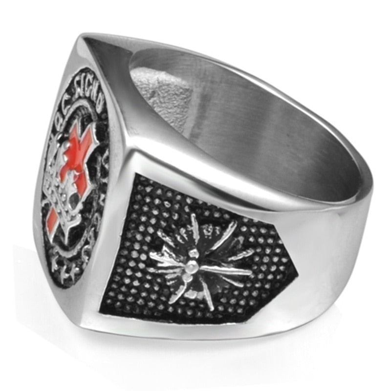 Masonic Red Cross Crown Templar Knight Ring - Rings For Champs, NFL rings, MLB rings, NBA rings, NHL rings, NCAA rings, Super bowl ring, Superbowl ring, Super bowl rings, Superbowl rings, Dallas Cowboys