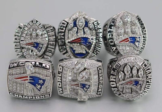 New England Patriots Super Bowl Ring Set (2002, 2004, 2005, 2015, 2017, 2019) - Premium Series - Rings For Champs, NFL rings, MLB rings, NBA rings, NHL rings, NCAA rings, Super bowl ring, Superbowl ring, Super bowl rings, Superbowl rings, Dallas Cowboys