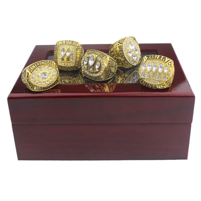 San Francisco 49ers Super Bowl 5 Ring Set (1981, 1984, 1988, 1989, 1994) - Rings For Champs, NFL rings, MLB rings, NBA rings, NHL rings, NCAA rings, Super bowl ring, Superbowl ring, Super bowl rings, Superbowl rings, Dallas Cowboys