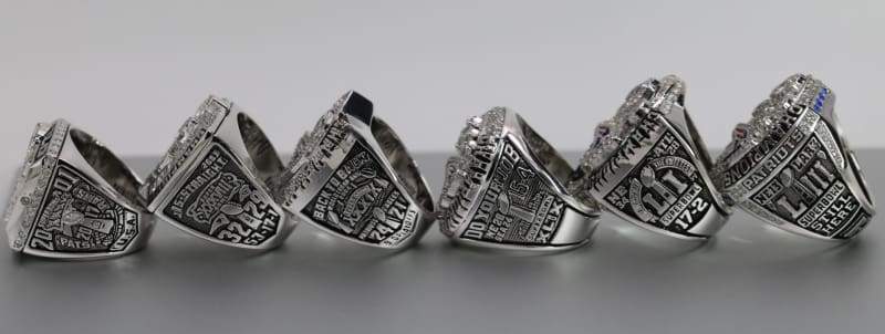 New England Patriots Super Bowl Ring Set (2002, 2004, 2005, 2015, 2017, 2019) - Premium Series - Rings For Champs, NFL rings, MLB rings, NBA rings, NHL rings, NCAA rings, Super bowl ring, Superbowl ring, Super bowl rings, Superbowl rings, Dallas Cowboys