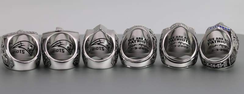 New England Patriots Super Bowl Ring Set (2002, 2004, 2005, 2015, 2017, 2019) - Premium Series - Rings For Champs, NFL rings, MLB rings, NBA rings, NHL rings, NCAA rings, Super bowl ring, Superbowl ring, Super bowl rings, Superbowl rings, Dallas Cowboys